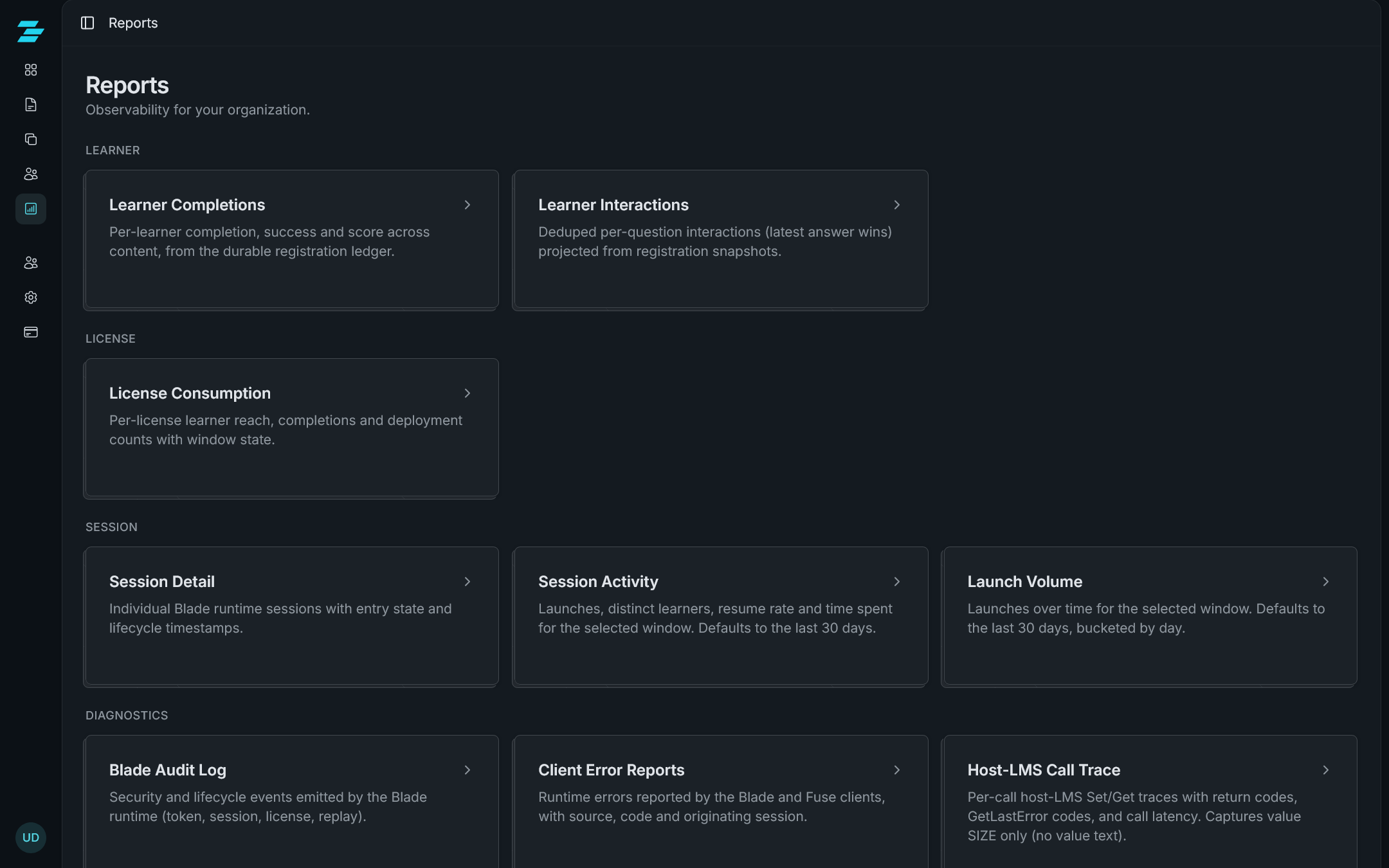 Scoblade reporting screen